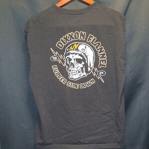 DIXXON Short-Sleeve Tee with Skull Helmet Graphic "RUBBER SIDE DOWN"